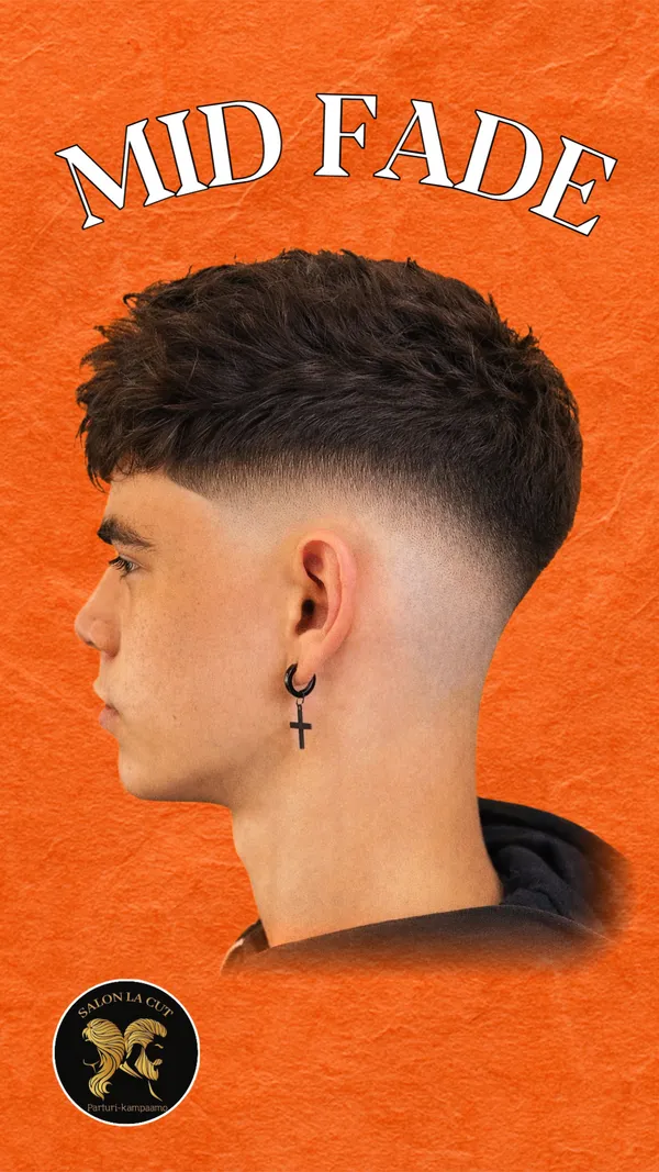 Miesten moderni mid fade -hiustenleikkaus ja muotoilu – Salon La Cut Espoo